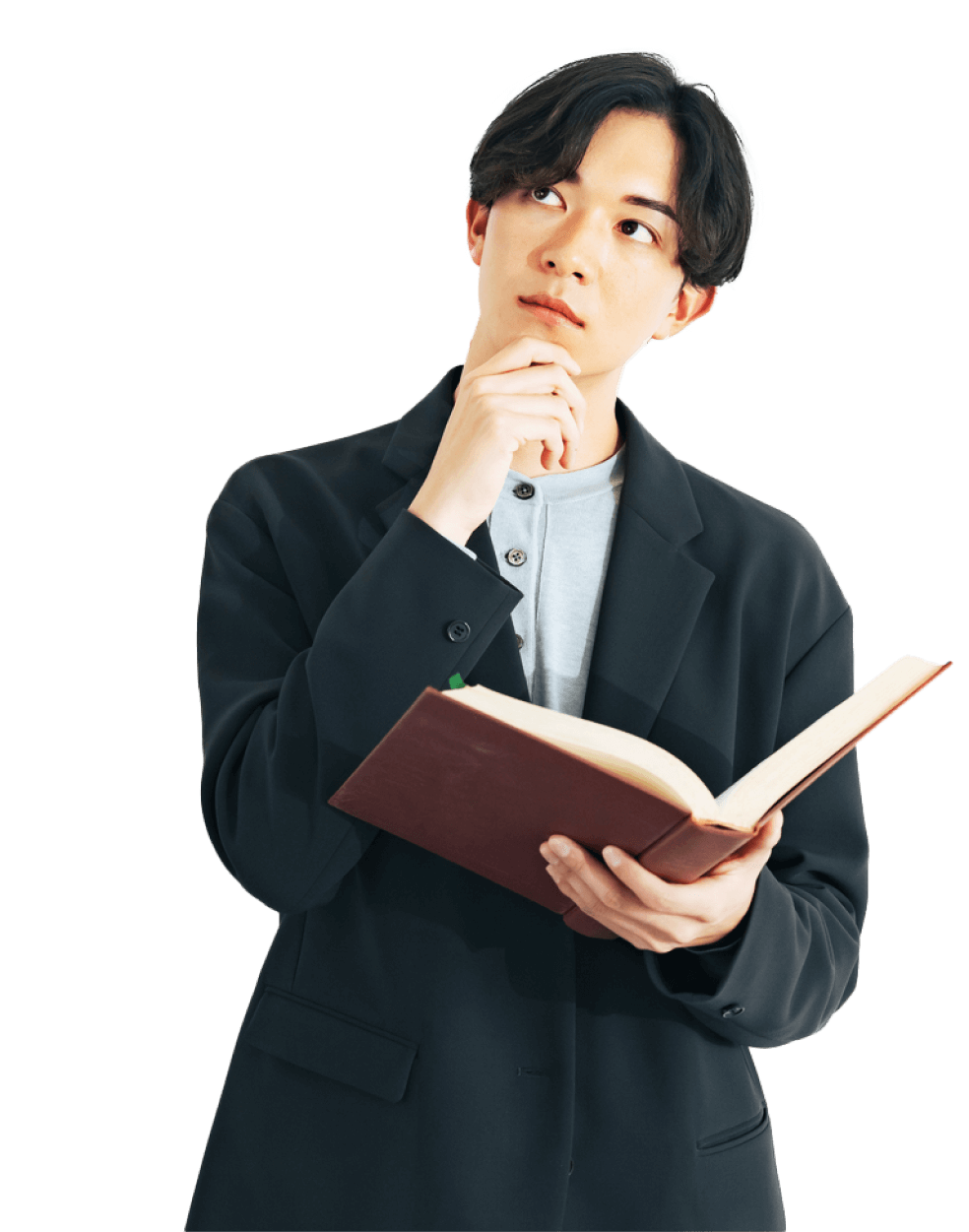 考えている男性の写真